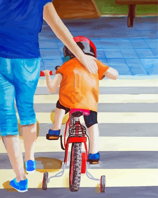 Little Boy Riding Bike Art Diamond Painting