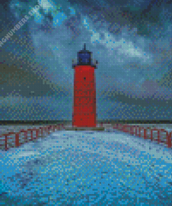 Milwaukee Lighthouse In Winter Diamond Painting