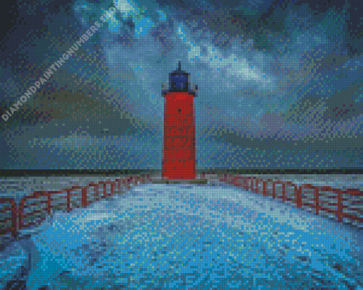 Milwaukee Lighthouse In Winter Diamond Painting