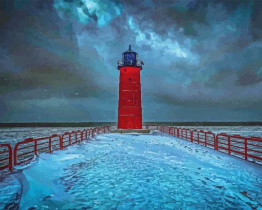 Milwaukee Lighthouse In Winter Diamond Painting