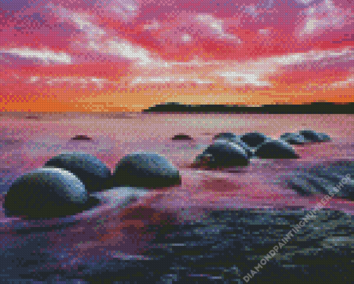 Moeraki Beach Boulders Diamond Painting