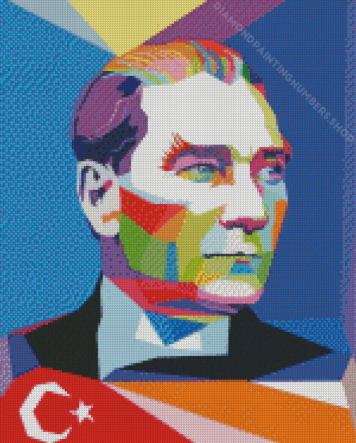 Mustafa Kemal Ataturk Pop Art Diamond Painting