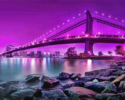 New York Purple Night Diamond Painting