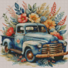 Old Car With Flowers Diamond Painting