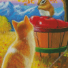 Orange Cat And Squirrel Diamond Painting