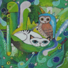 Owl And Pussycat Abstract Diamond Painting