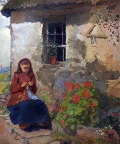 Peasant Girl Knitting Diamond Painting