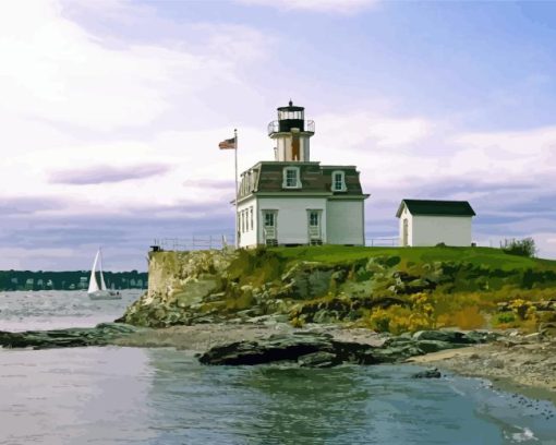 Rose Island Lighthouse Narragansett Diamond Painting