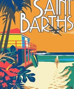 Saint Barths Illustrated Poster Diamond Painting