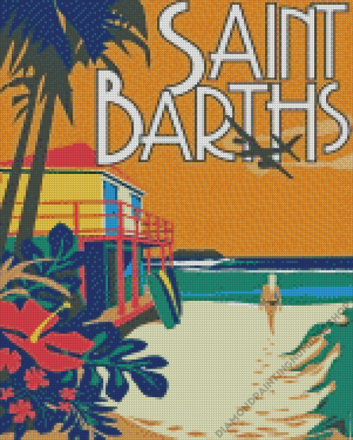 Saint Barths Illustrated Poster Diamond Painting