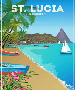 Saint Lucia Caribbean Poster Diamond Painting