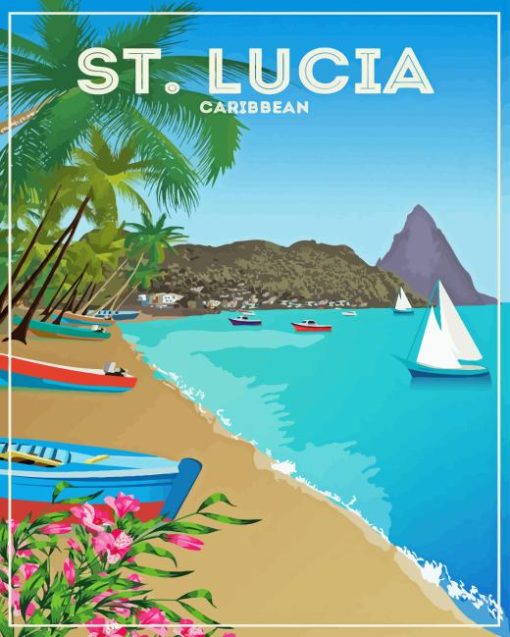 Saint Lucia Caribbean Poster Diamond Painting