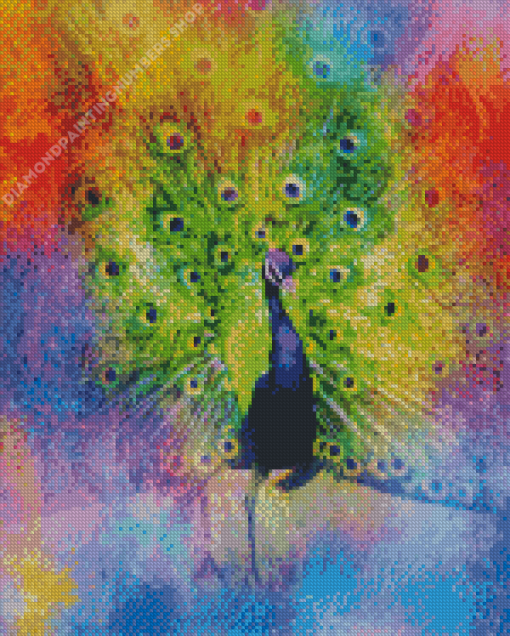 Splatter Colorful Peacock Diamond Painting