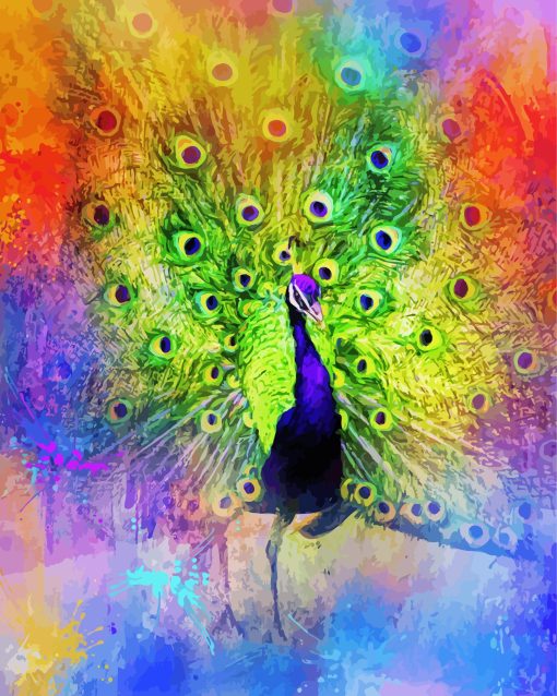 Splatter Colorful Peacock Diamond Painting