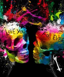 Splatter Skull Love You Forever Diamond Painting