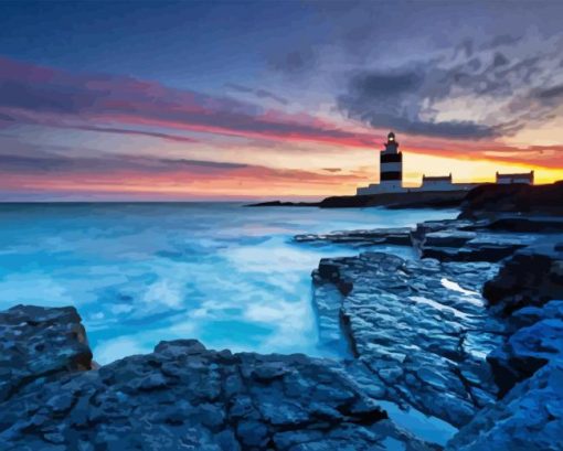 Sunset Hook Lighthouse Diamond Painting