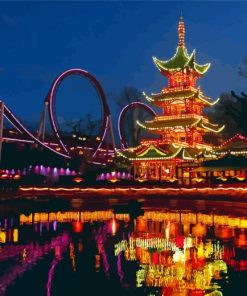 Tivoli Gardens Park By Night Diamond Painting