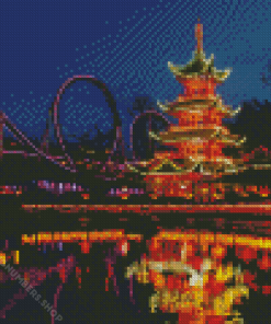 Tivoli Gardens Park By Night Diamond Painting