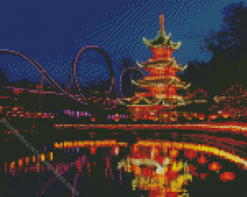 Tivoli Gardens Park By Night Diamond Painting