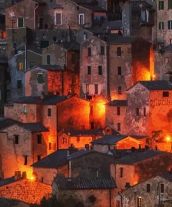 Tuscany Buildings At Night Diamond Painting