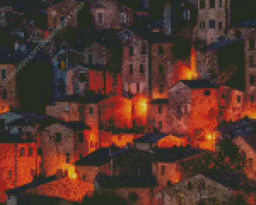 Tuscany Buildings At Night Diamond Painting