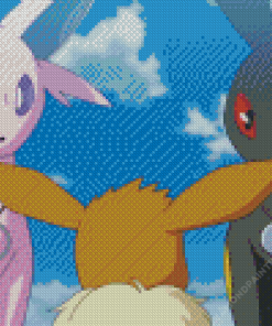 Umbreon And Espeon And Eevee Diamond Painting