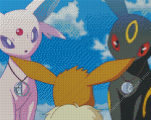 Umbreon And Espeon And Eevee Diamond Painting