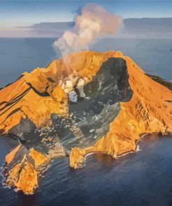 Volcano In Middle Of The Ocean Diamond Painting