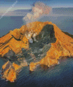 Volcano In Middle Of The Ocean Diamond Painting