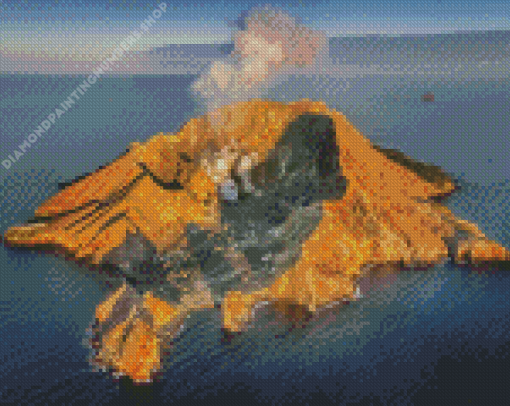 Volcano In Middle Of The Ocean Diamond Painting