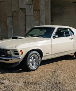 White 1970 Ford Mustang Diamond Painting