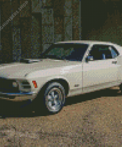 White 1970 Ford Mustang Diamond Painting