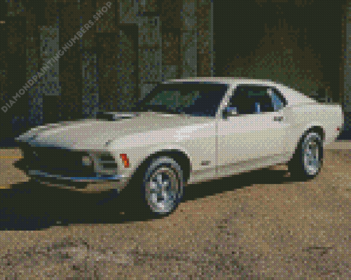 White 1970 Ford Mustang Diamond Painting