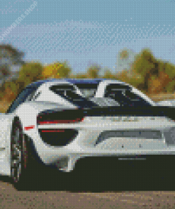 White Porsche 918 Spyder Back Diamond Painting