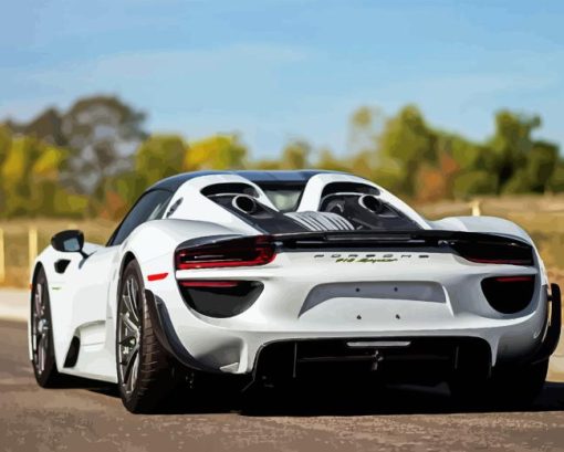 White Porsche 918 Spyder Back Diamond Painting