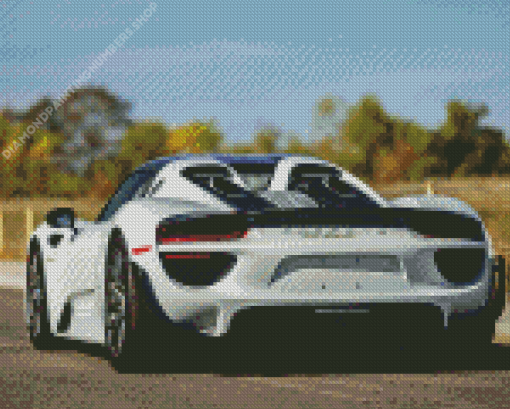 White Porsche 918 Spyder Back Diamond Painting