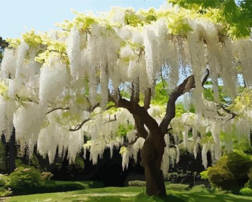 White Wisteria Tree Diamond Painting