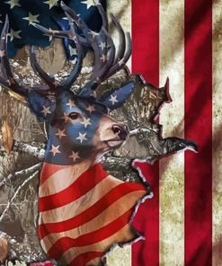 Whitetail Flag Diamond Painting