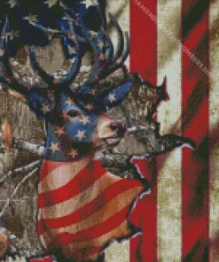 Whitetail Flag Diamond Painting