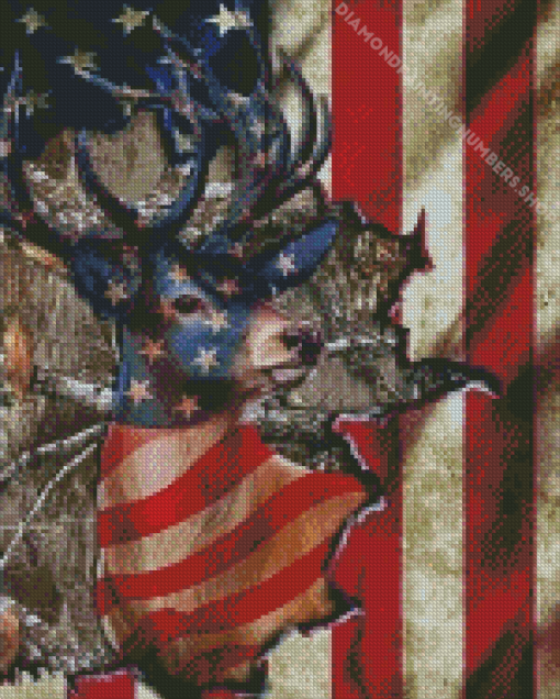 Whitetail Flag Diamond Painting