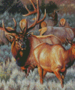 Wild Elk Herd Diamond Painting