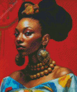 African Woman With Earrings Diamond Painting