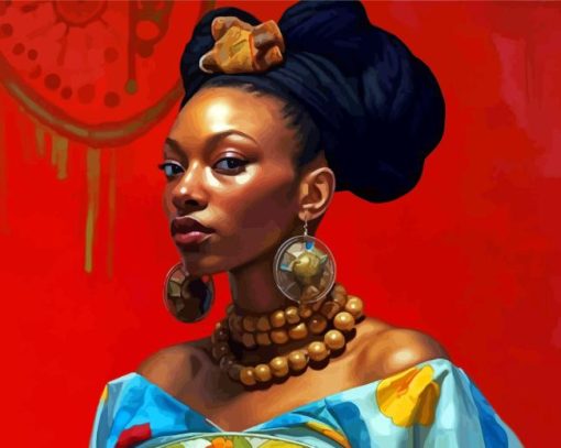 African Woman With Earrings Diamond Painting