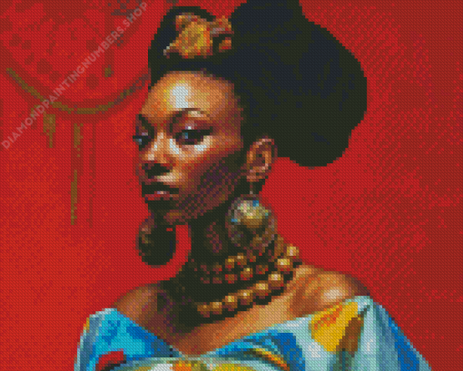 African Woman With Earrings Diamond Painting