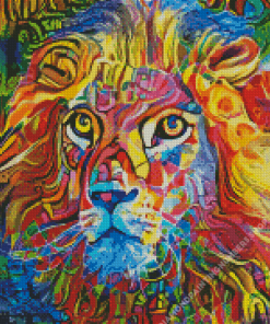 Artistic And Colorful Lion Portrait Diamond Painting