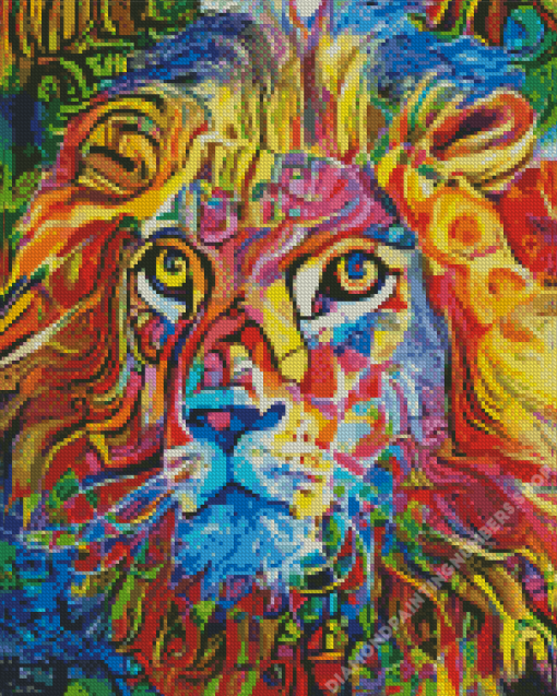 Artistic And Colorful Lion Portrait Diamond Painting