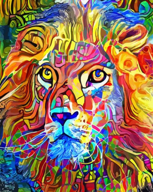 Artistic And Colorful Lion Portrait Diamond Painting