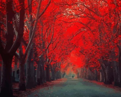 Beautiful Red Forest Diamond Painting