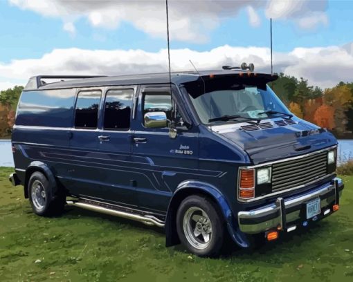 Blue Dodge Van Diamond Painting