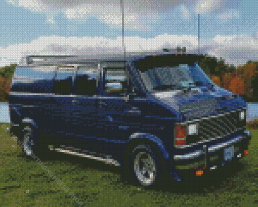 Blue Dodge Van Diamond Painting